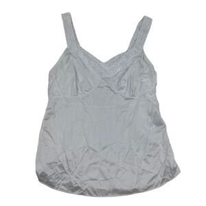VTG Dixie Belle Lace Trim Nylon White Satin V-Neck Camisole Tank Sz 34 (6511) 01